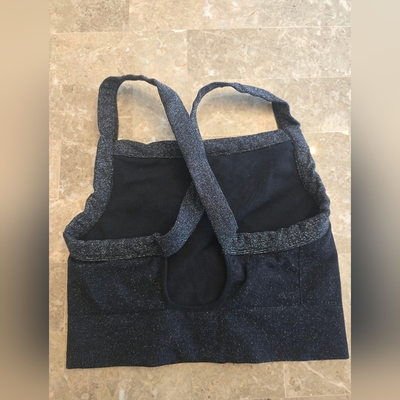 Free People Movement Black Glitter Sports Bra Sz M/L - Picture 2 of 3